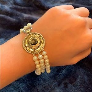 Three Strand Antique Pearl Bracelet